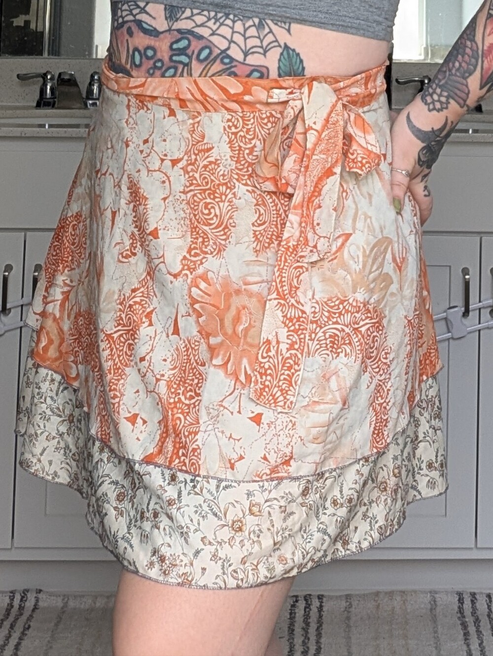 Reversible Floral Wrap Mini Skirt